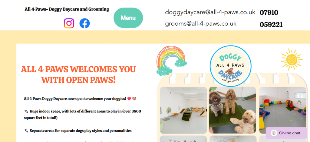 All 4 Paws Doggy Day Care and Grooming homepage